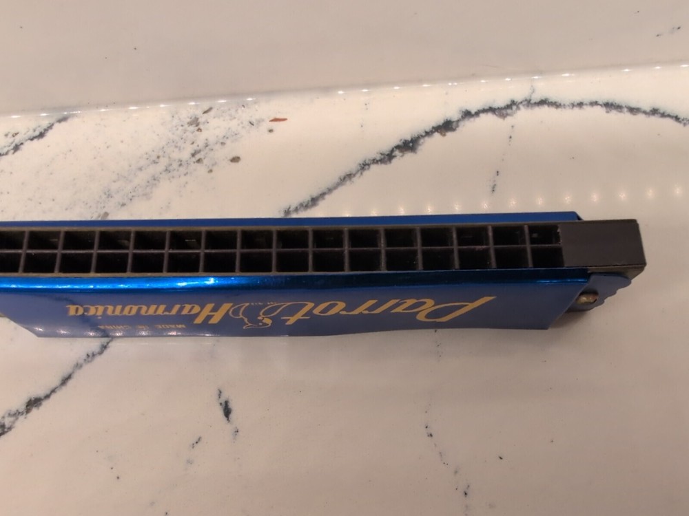 Vintage Blue PARROT 16-Hole Harmonica