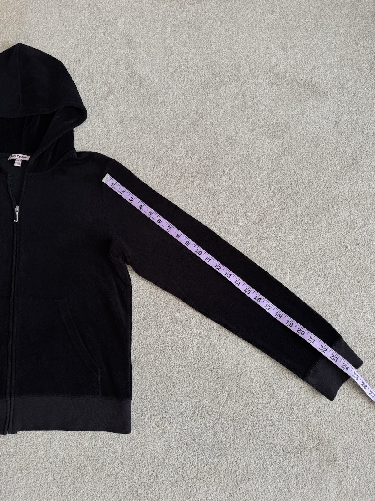 VTG Juicy Couture Black Velour Track Jacket Pink Scottie Dog Bling Size XL RARE