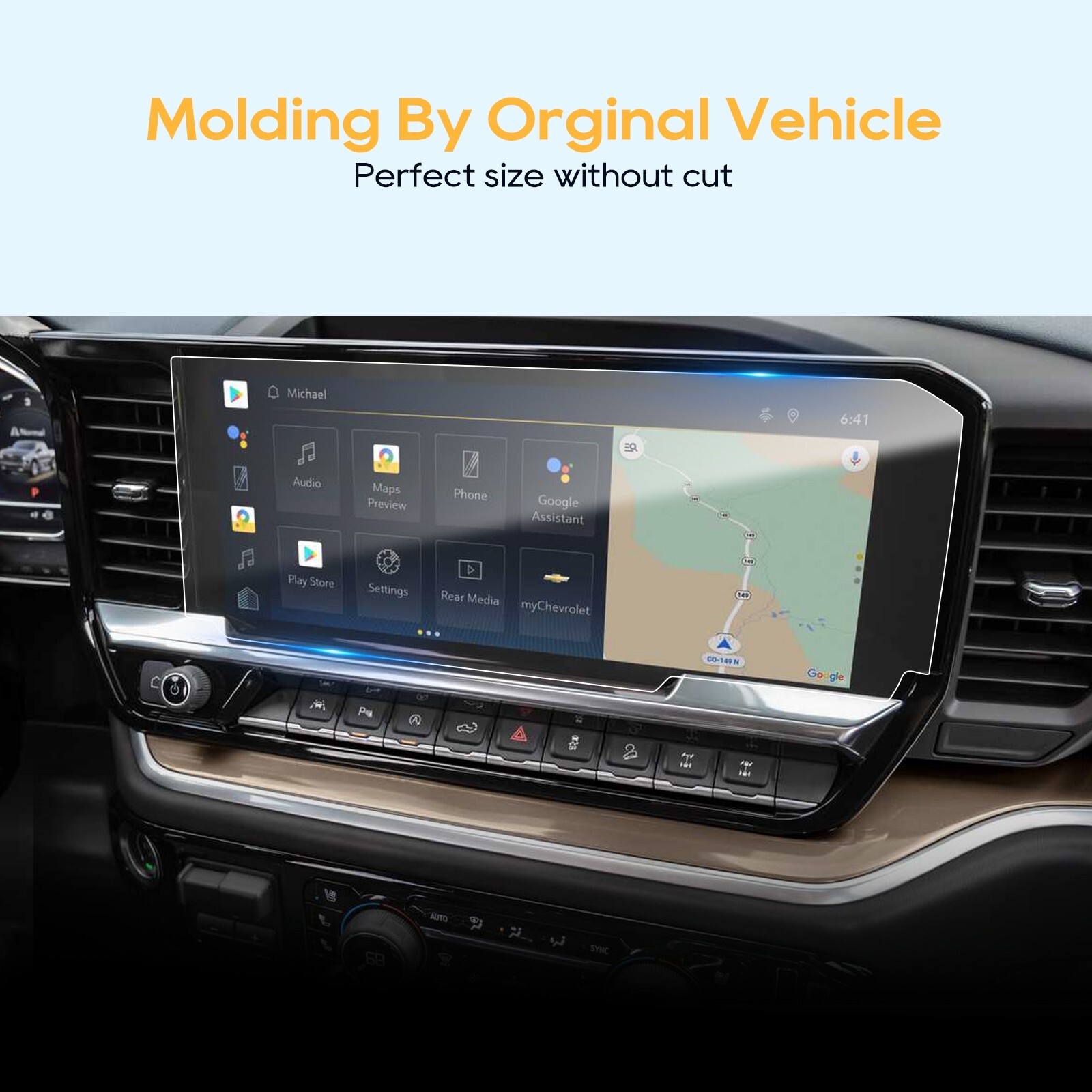 RUIYA Car Screen Protector Tempered Glass 13.4-in For 2022-2024 Chevy Silverado