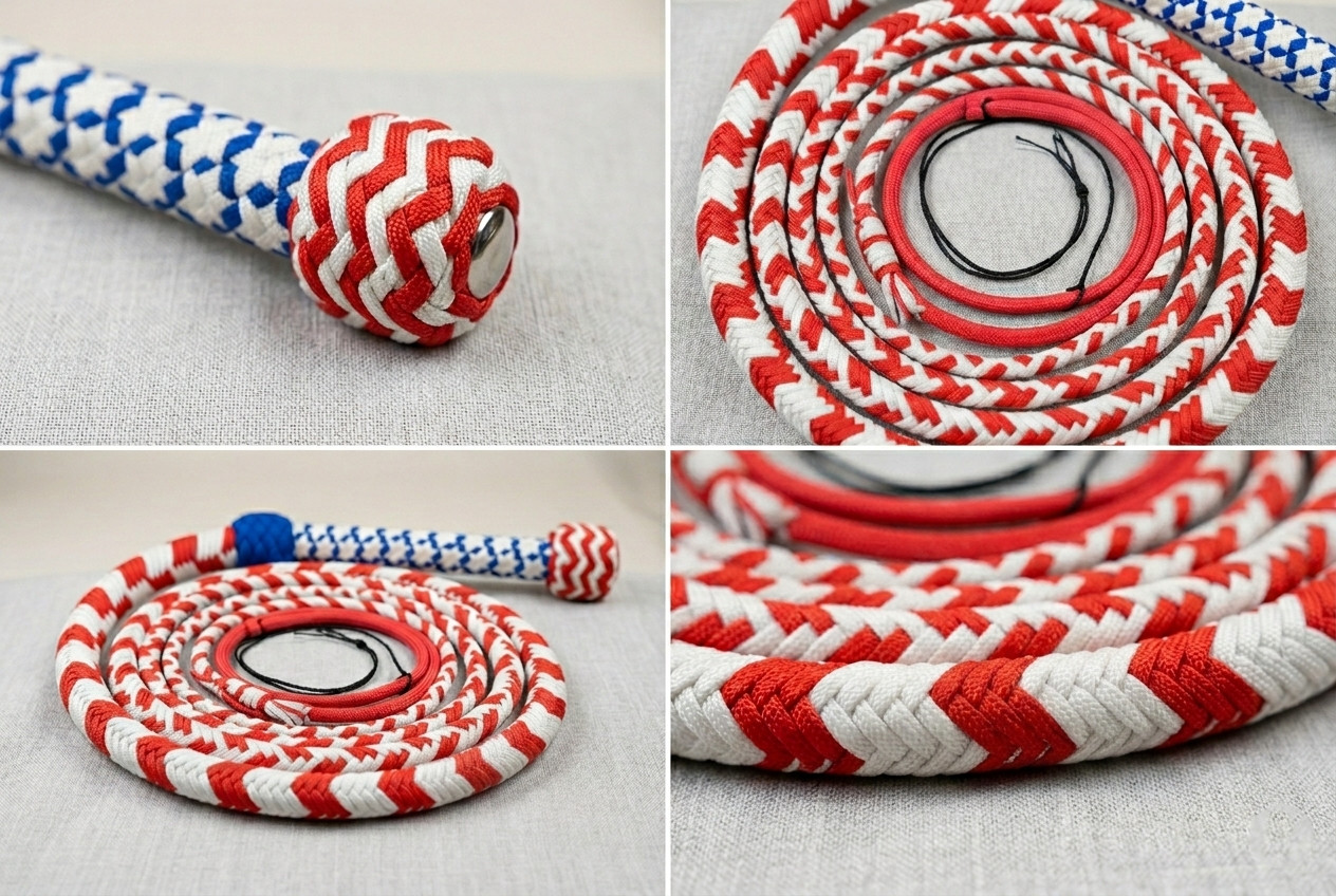 Para-cord Nylon whip Stars Design Whip 2.5 to 24 Feet Long 16 Strands Bullwhip