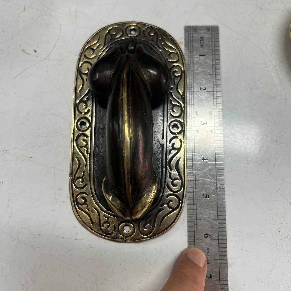 Brass door knocker 6” long Penis Shape Heavy 8.5cm banger Solid HEAVY rustic