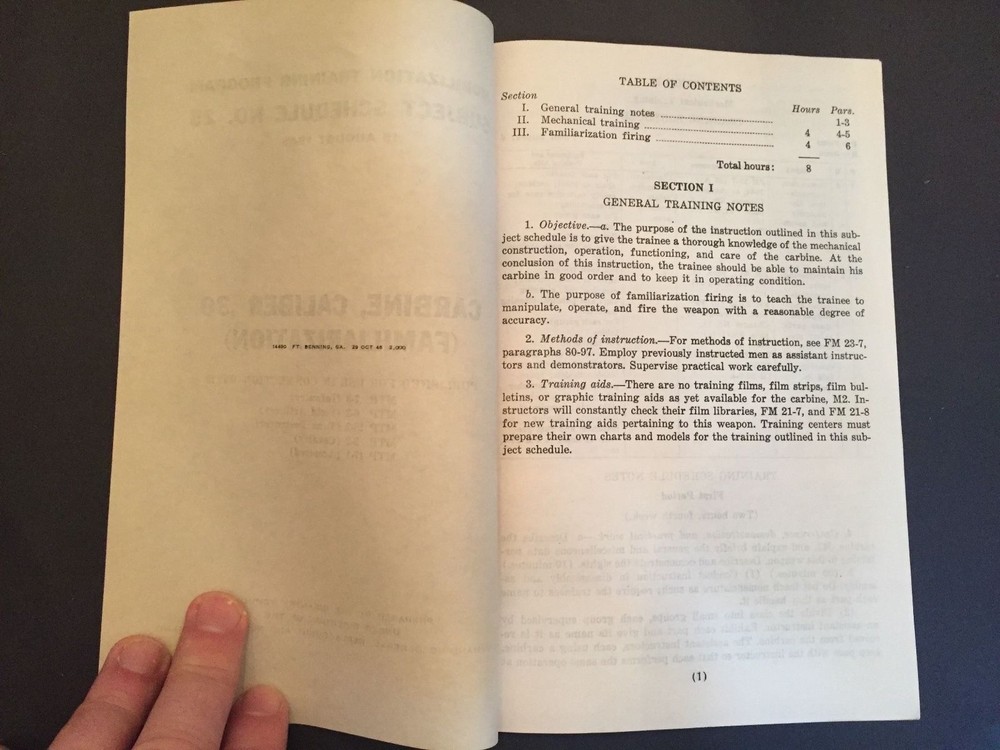 Mobilization Training Program ORIGINAL Carbine Caliber .30 Familiarization WWII