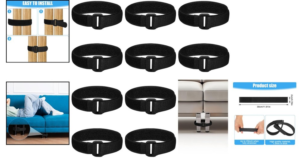 Secure Your Sofa with 10PCS Easy-to-Use Connector Straps - No Tools Needed