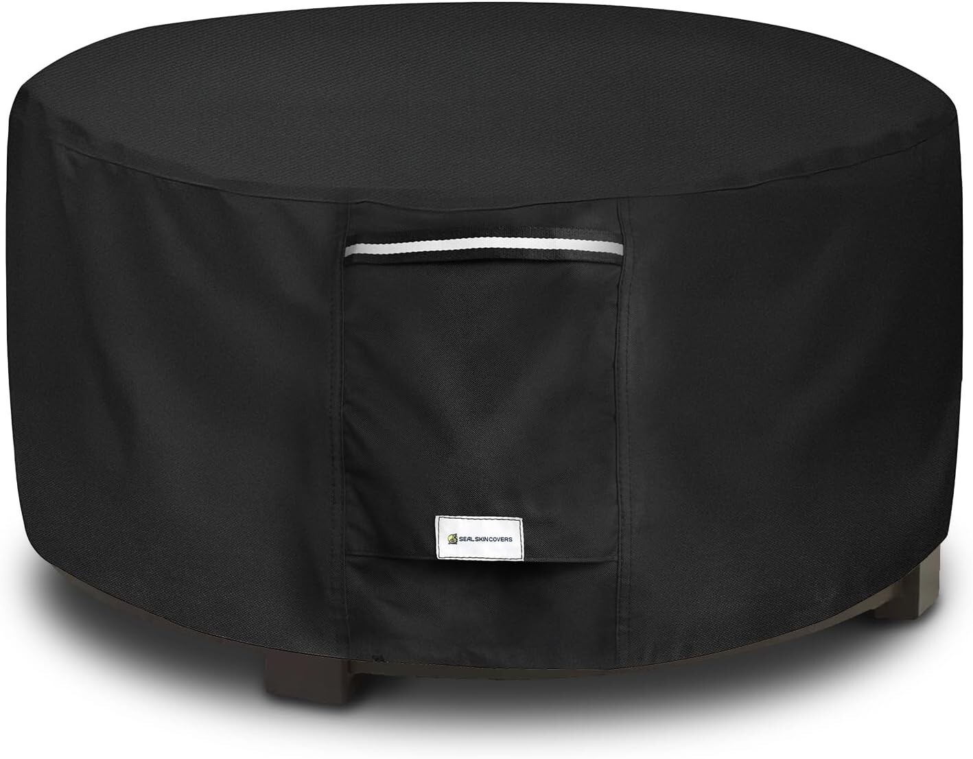 Seal Skin Round Fire Pit Cover Waterproof Heavy Duty, Round 44” Dia X 24”H
