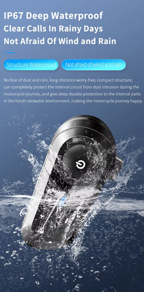 Bluetooth headset for helmet motorcycle intercom wireless waterproof speakerphone