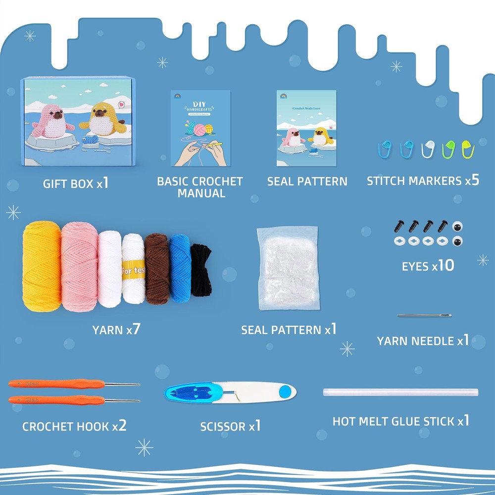 Crochet Kit for Beginners - Seal Crochet Kit with Step-by-Step Video Tutorial...