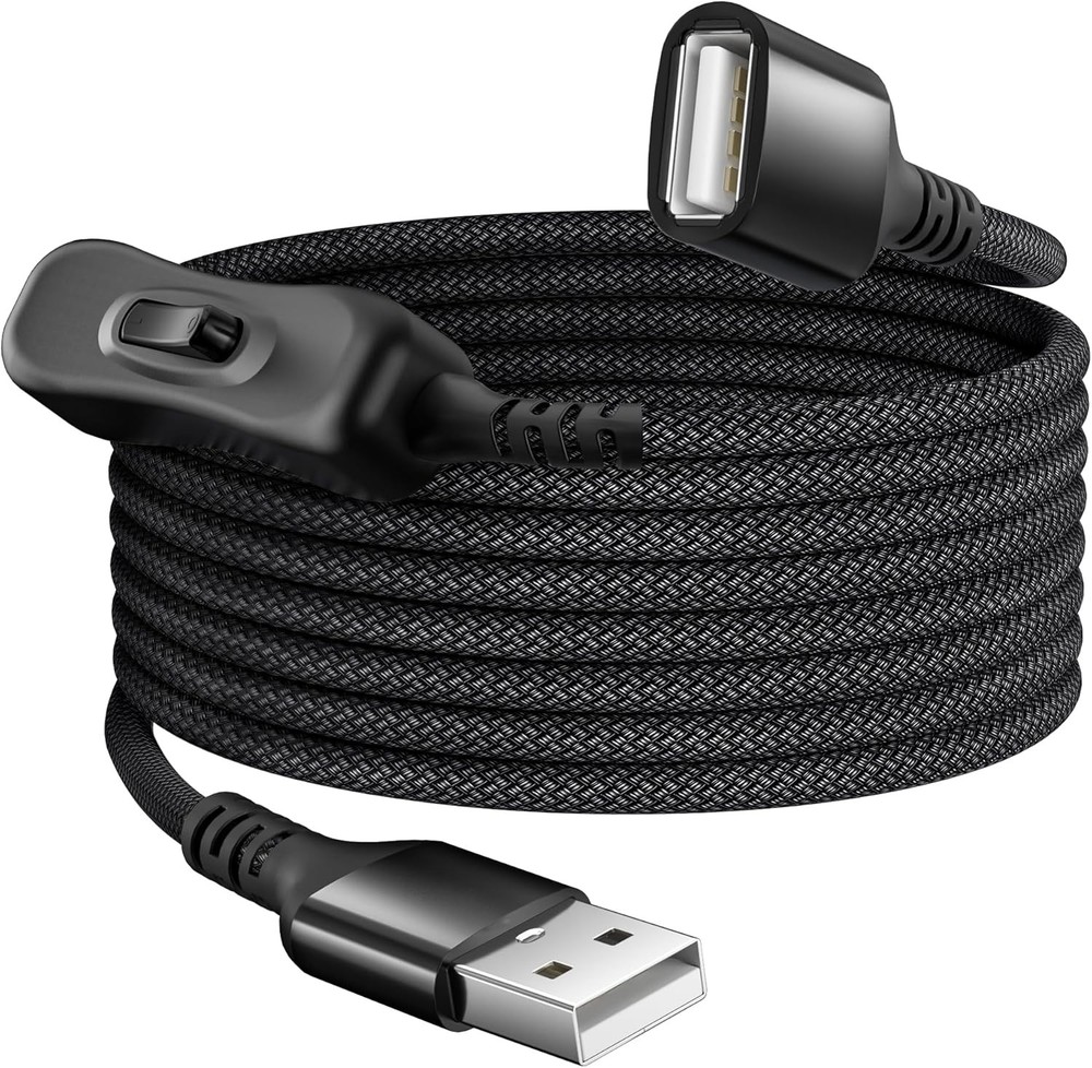 Itramax USB On Off Switch Cable 10FT,Inline Power USBA 10FT, Black