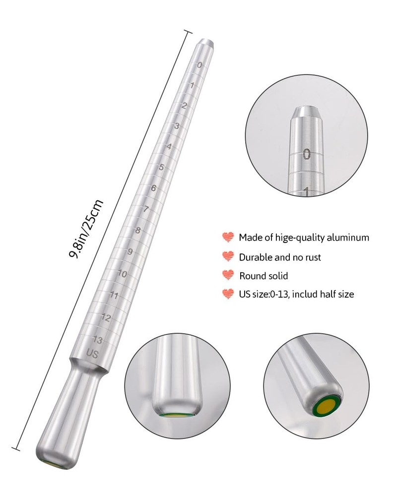 Meowoo Ring Sizer, Can be Hammered Solid Mandrel and Jewelry silver