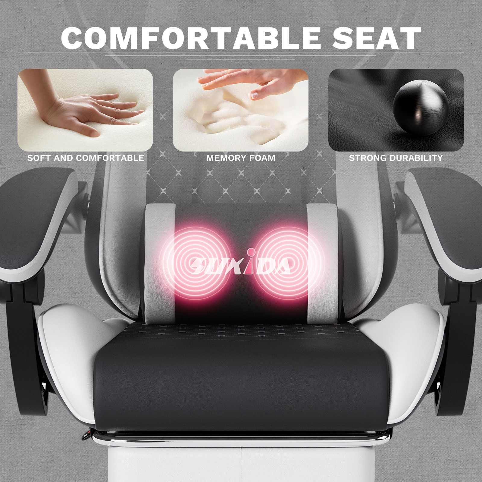 Gaming Chair PVC Leather Featuring High-Back Massage Function and Footrest