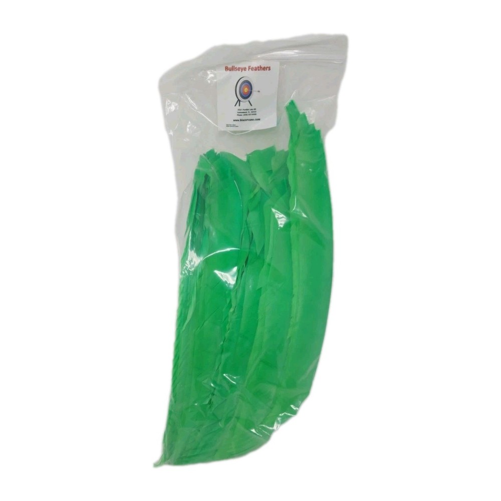 100 Pack Bullseye Feathers FULL LENGTH 9" Right Wing: Solid Hunter Green