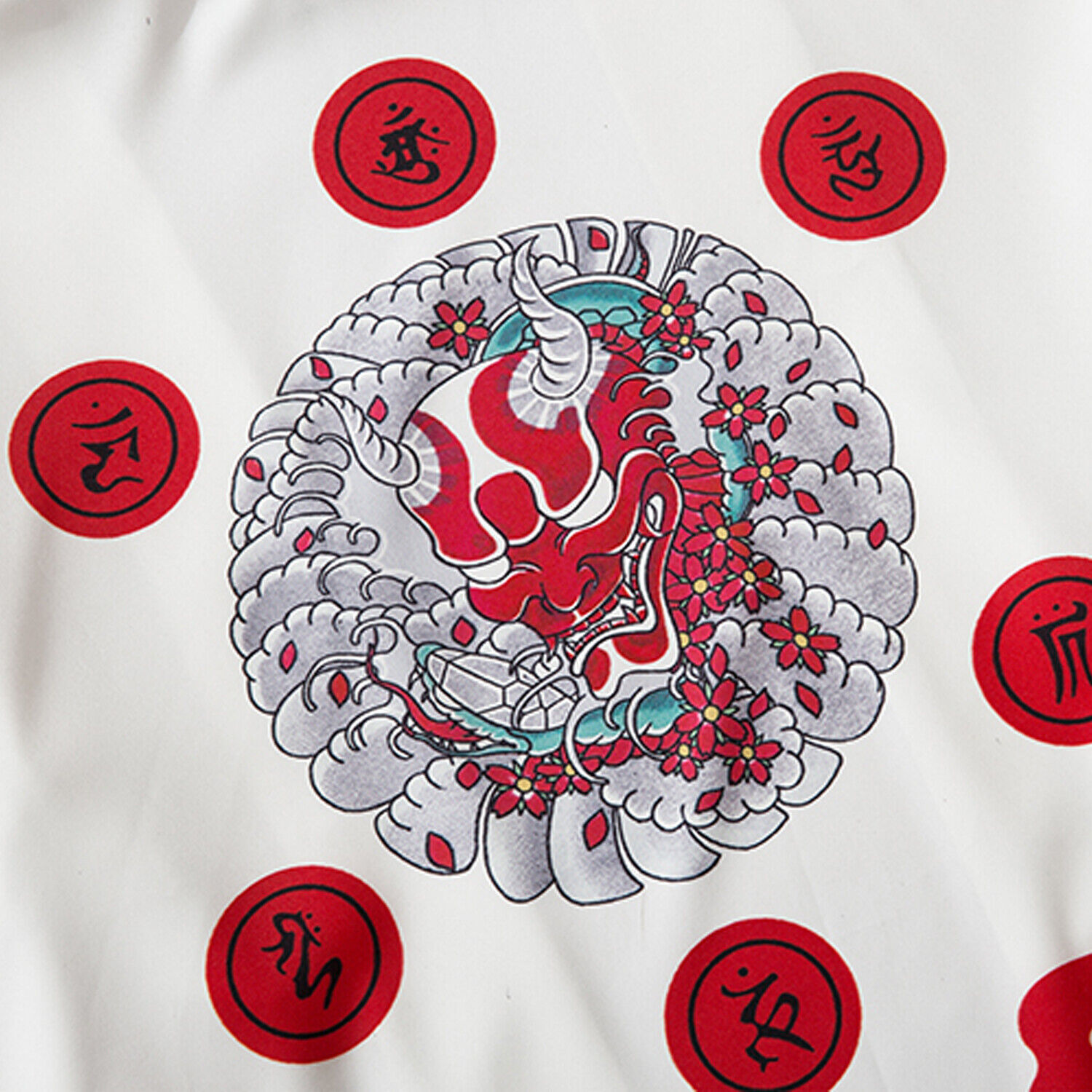 Niepce Men's Demon Mask Kimono Graphic Lightweight Harajuku T-Shirt Cardigan