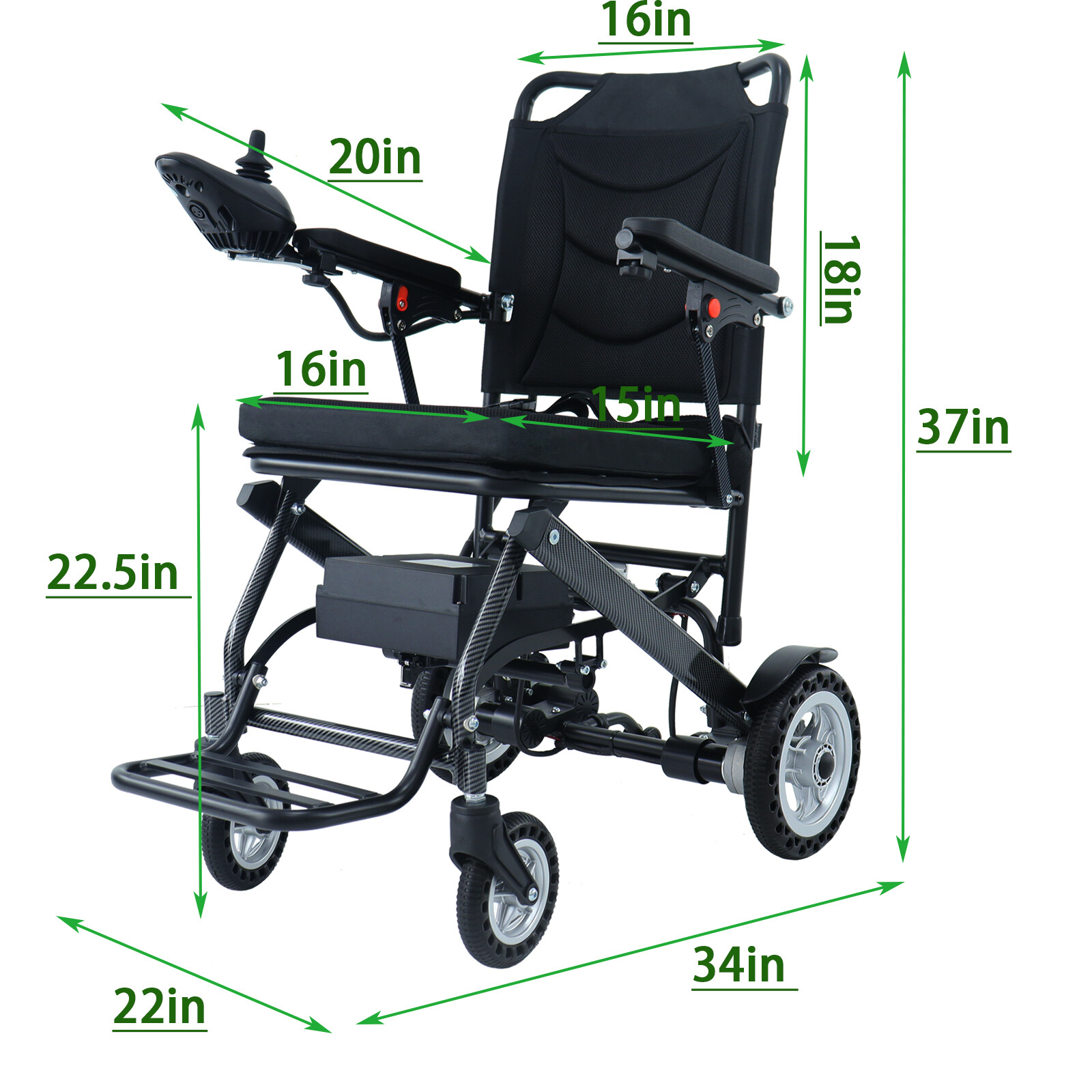 Foldable Electric Powered Mobility Wheelchair Lightweight Motorized Wheel Chair