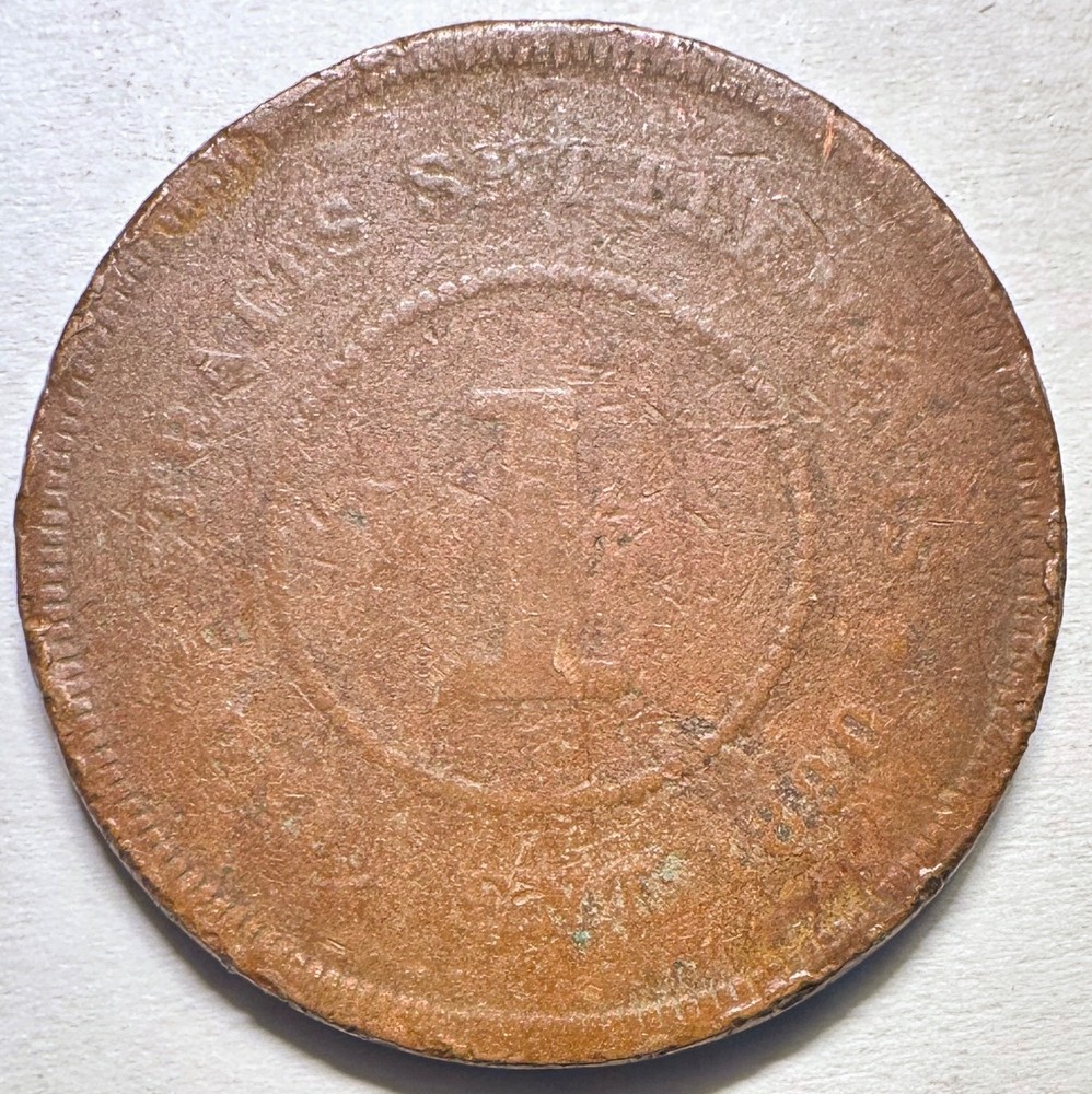 1890 Straits Settlements 1 Cent, Victoria G