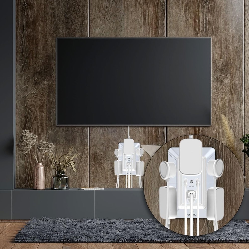 Stylish Grey 6-Outlet Extender with USB Ports & Smart Night Light Function