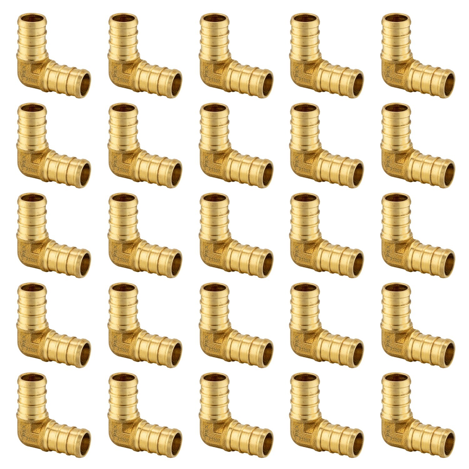 EFIELD  25-Pack  Pex Barb Crimp Brass Fittings 1/2" X1/2" Elbow ,Lead Free