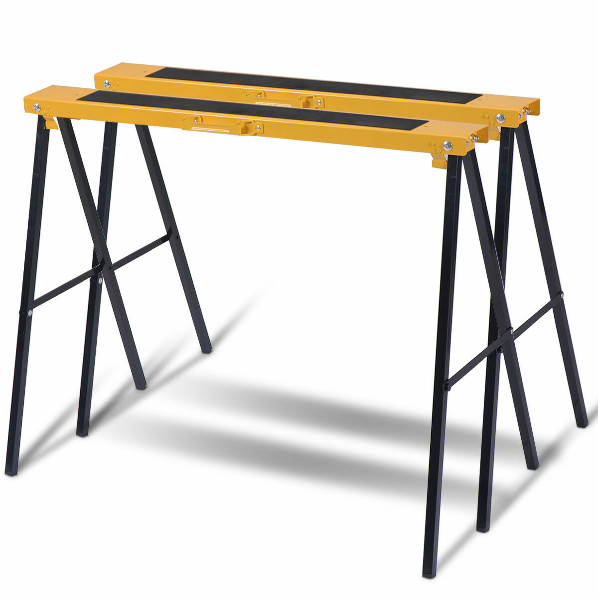 IRONMAX 2 Pack Heavy Duty Saw Horse Steel Folding Legs Sawhorse 275 lbs Capacity