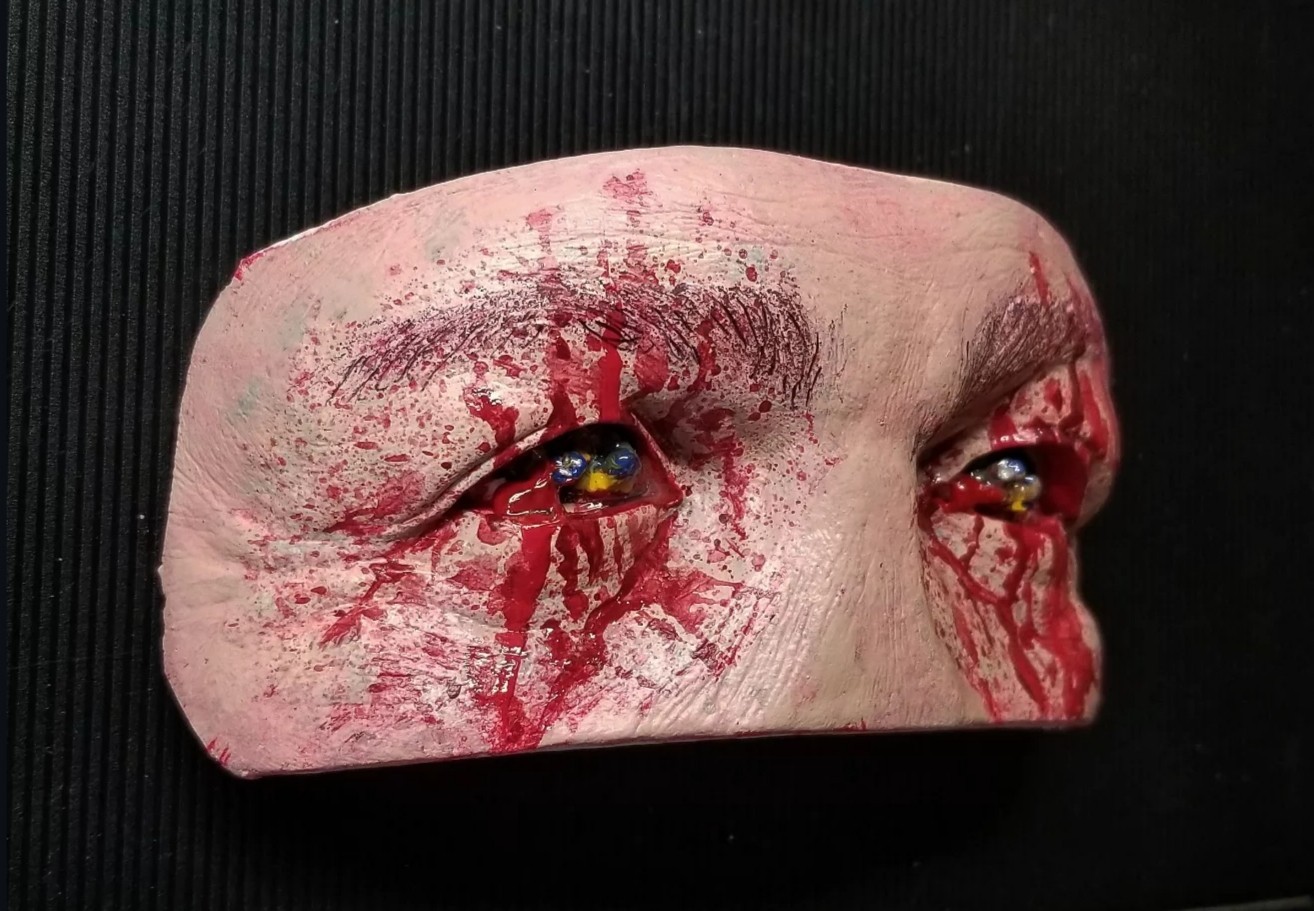 Halloween II, 1981 Michael Myers Warlock H2 MASK INSERT, Damage Blood Tears