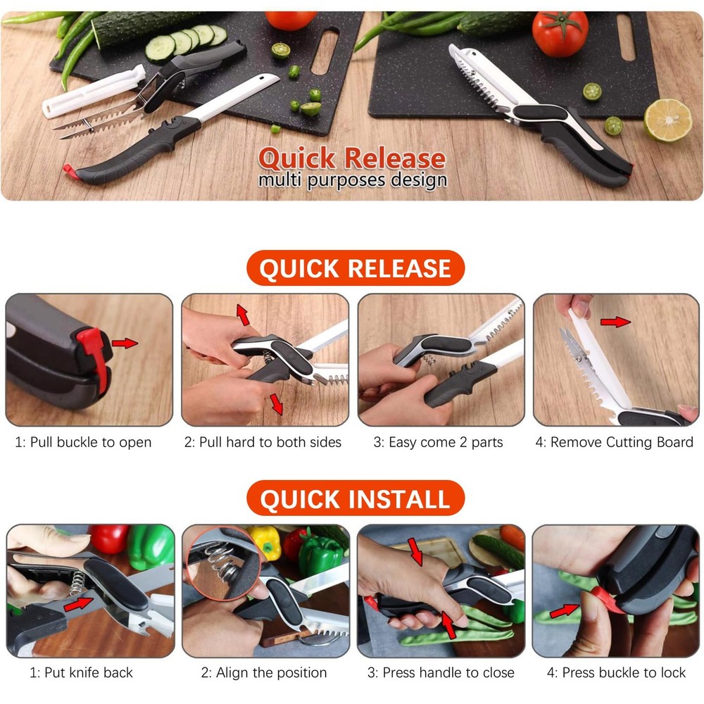 Vegetable Scissors Slicer Cutter,Quick Release/Install Kitchen Shears Cutting...
