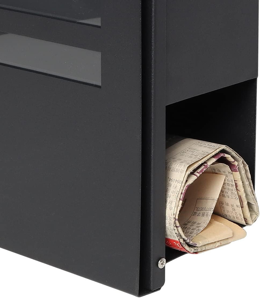 Large Mailbox Wall Mount with Lock, Decaller Modern Mailboxes for Outside, Black