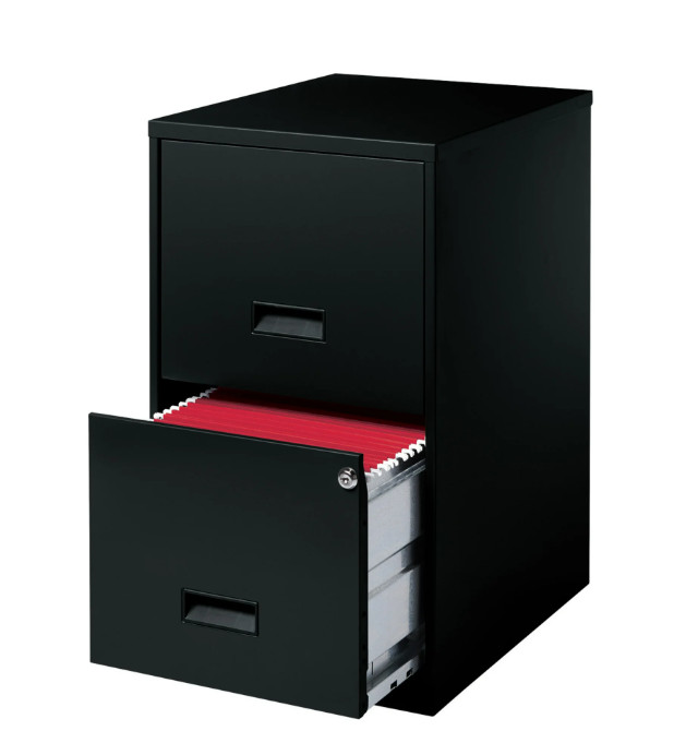 18" Deep 2 Drawer Letter Width Vertical File Cabinet, Secure Locking, Black