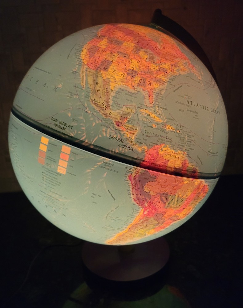 Vintage Replogle 12” Lighted World Globe with box, lightly used
