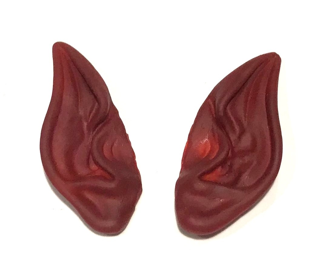 POINTED BROWN WEREWOLF EARS Wolf Rubber Vinyl Set Monster Pointy Elf Devil Pair