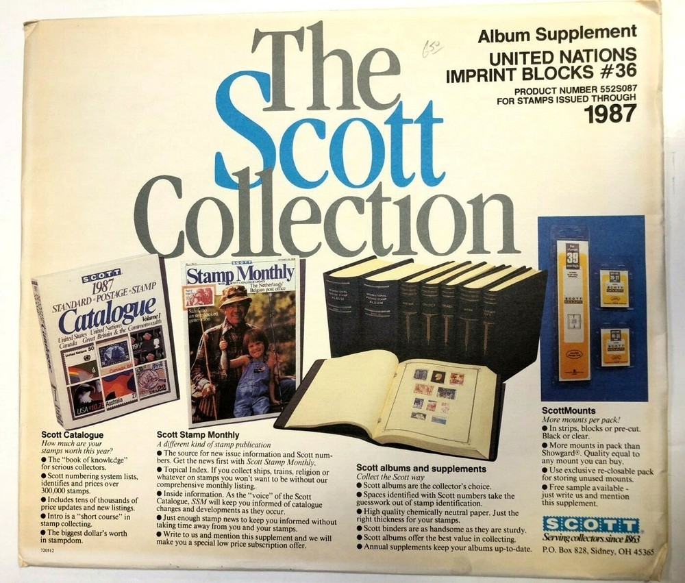 Scott 1988 UN UNITED NATIONS IMPRINT BLOCKS #37 Stamp Album Supplement