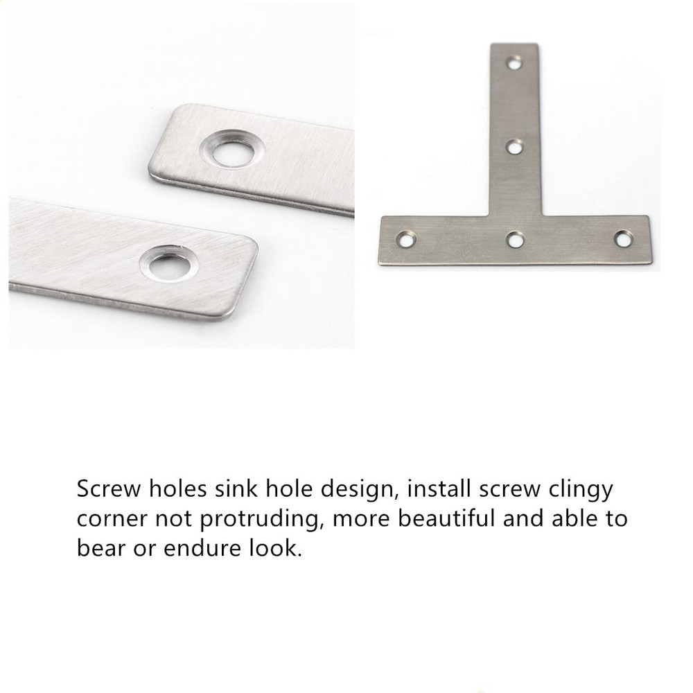T Brackets, 10PCS Stainless Steel T Flat T Shape Medium, Silver
