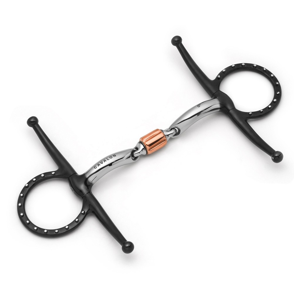 Cavalon Full Cheek 3-Piece Cricket Roller Silver Dotted Snaffle Bit