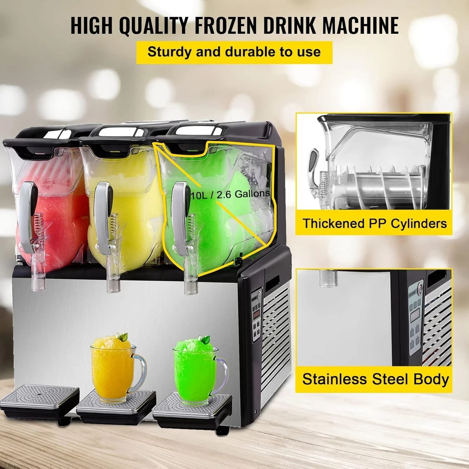 Slush Frozen Drink Machine, 10LX3 Tanks Commercial Slushy Machine