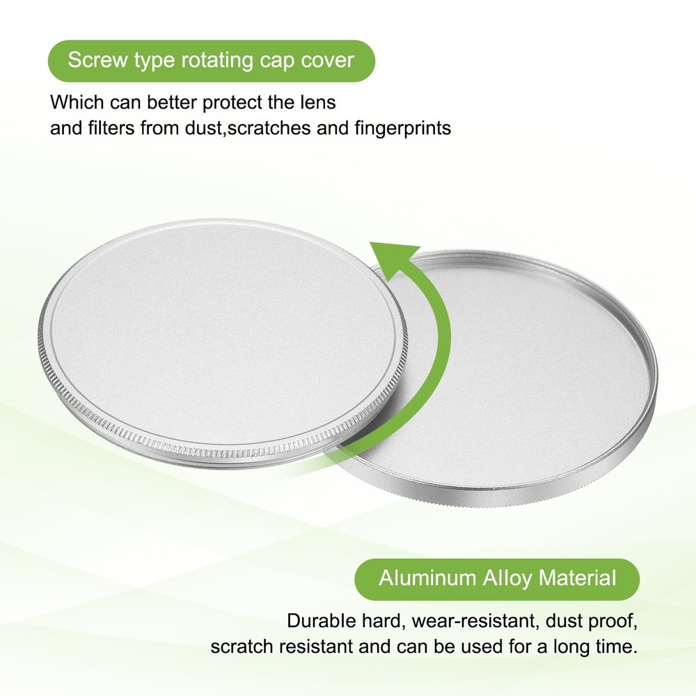 58mm Metal Lens Cap Universal Lens Filter Stack Cap Slim Stack Silver