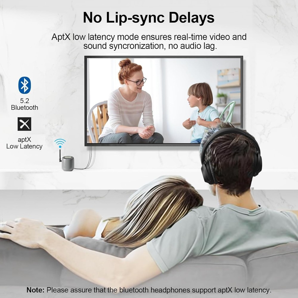 1Mii DS70 Audio Bluetooth 5.2 Transmitter for TV to Wireless Headphone/Speaker