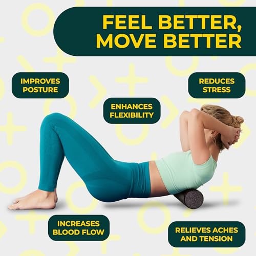 Yoga Foam Roller for Physical Therapy & Exercise – Back Roller Compact Black