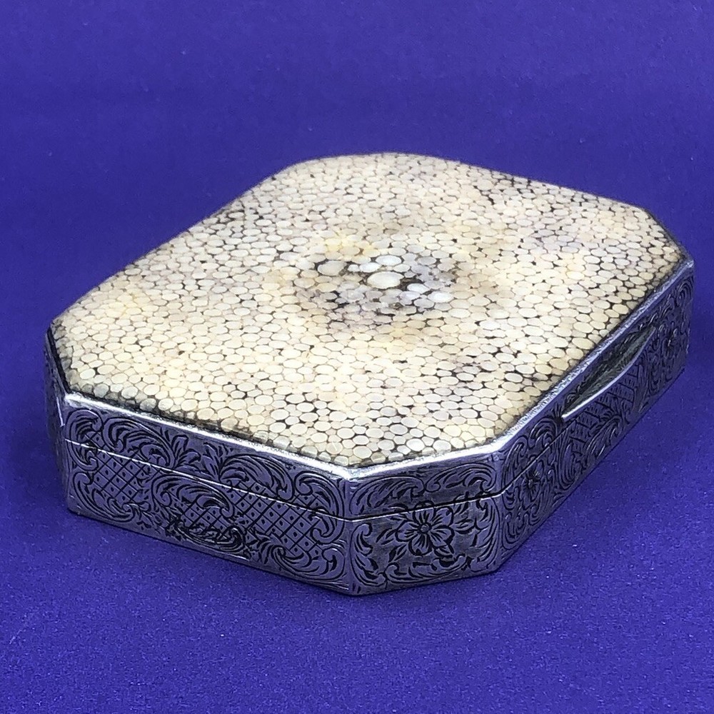 Austrian sterling silver and shagreen snuff box