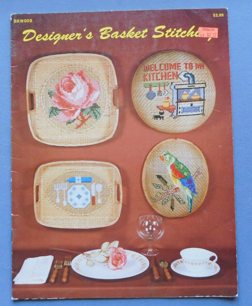 Designer's Basket Stitchery- 1983 Patterns, instr- Needlework on baskets- BKW008