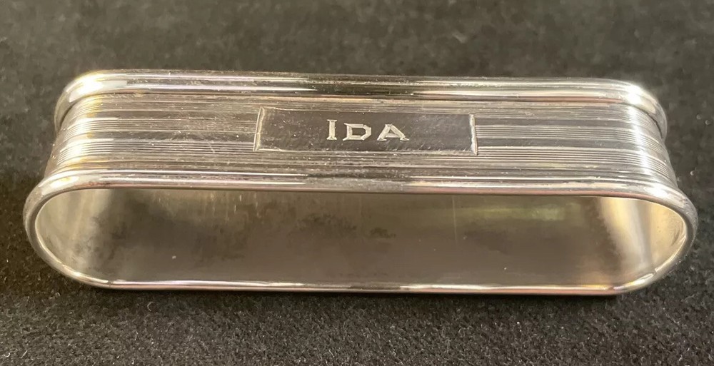 Sterling Silver Napkin Ring Engraved Name “IDA” Webster Great Condition