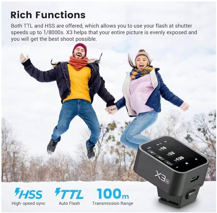 Godox X3N X3-N TTL Wireless Flash Trigger, 2.4G Wireless Touchscreen Flash Trans