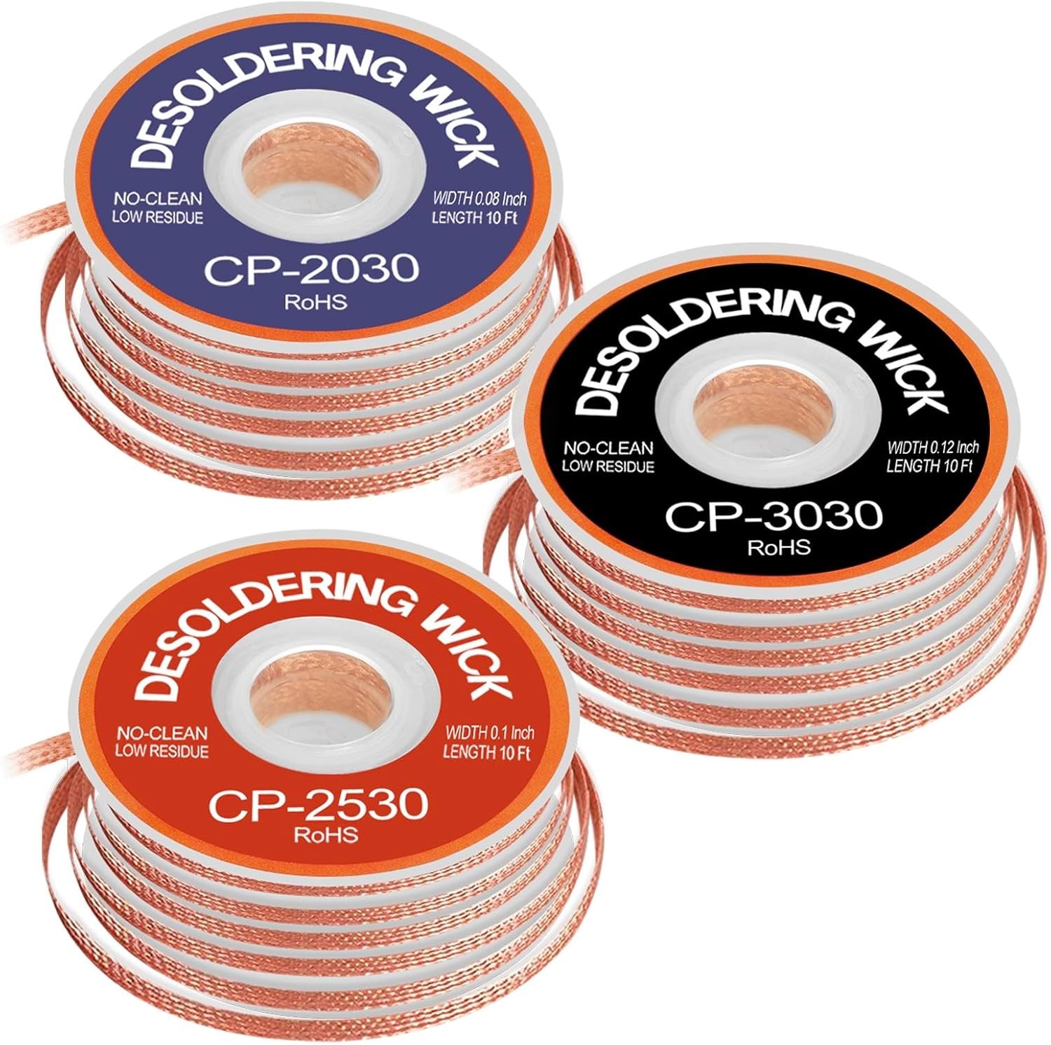 3 Pcs Premium Desoldering Wick Set, 10FT No Clean Low Residue Solder Wick...
