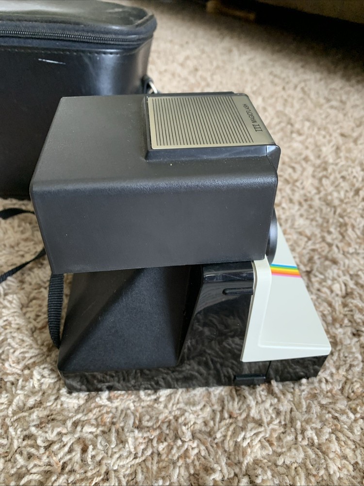 VTG Polaroid Rainbow Stripe One Step Land Instant Camera, ITT Magic Flash & Case