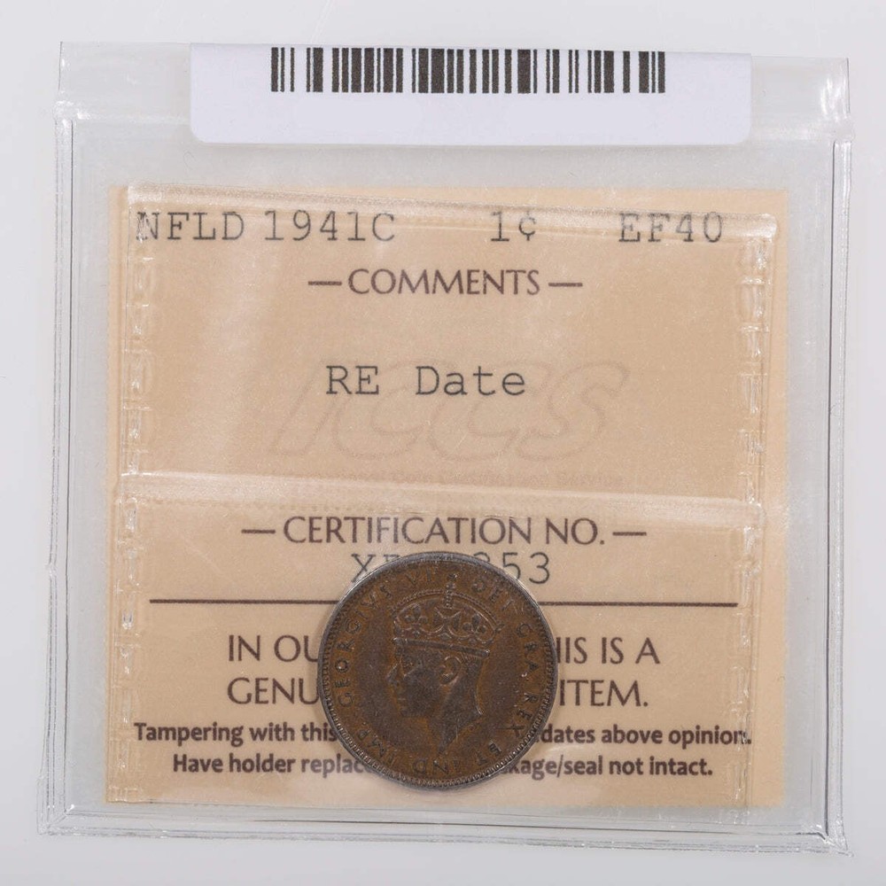 NFLD 1 Cent 1941C RE Date ICCS EF-40