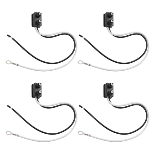 4PCS Trailer Light 2 Wire Pigtail Harness 10" Long, 2 Pin Trailer Light
