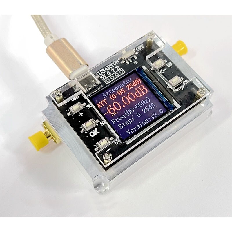 DC-3GHz Digital Programmable Attenuator Isolation Attenuator 1.3" TFT Screen