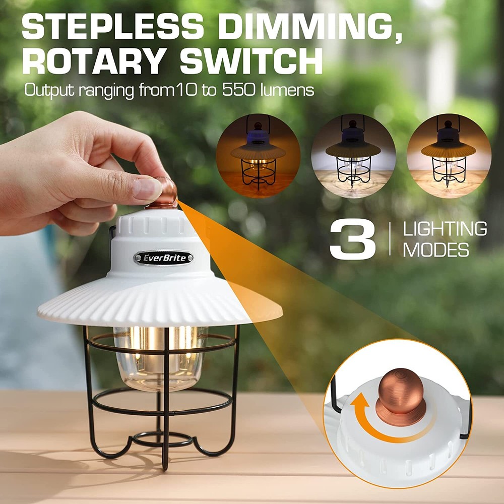 EverBrite LED Camping Lantern USB C Rechargeable Lantern 3 Lighting Mode Lantern