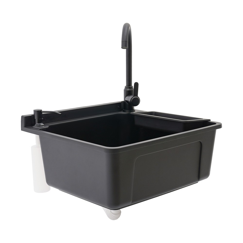 Wall-Mounted Bathroom Sink, Modern Laundry Sink, Rectangular Utility Sink Black
