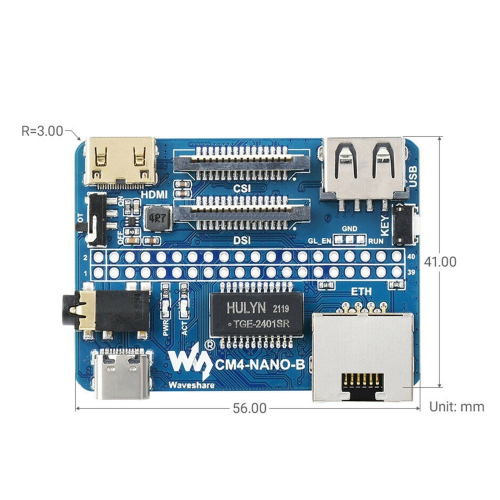 Nano Base Board (B) for Raspberry Pi Compute Module 4 Same Size as the CM4