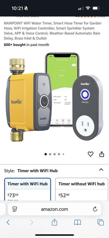 RAINPOINT WiFi Water Timer, Smart Hose Timer WiFi Irrigation Controller,...