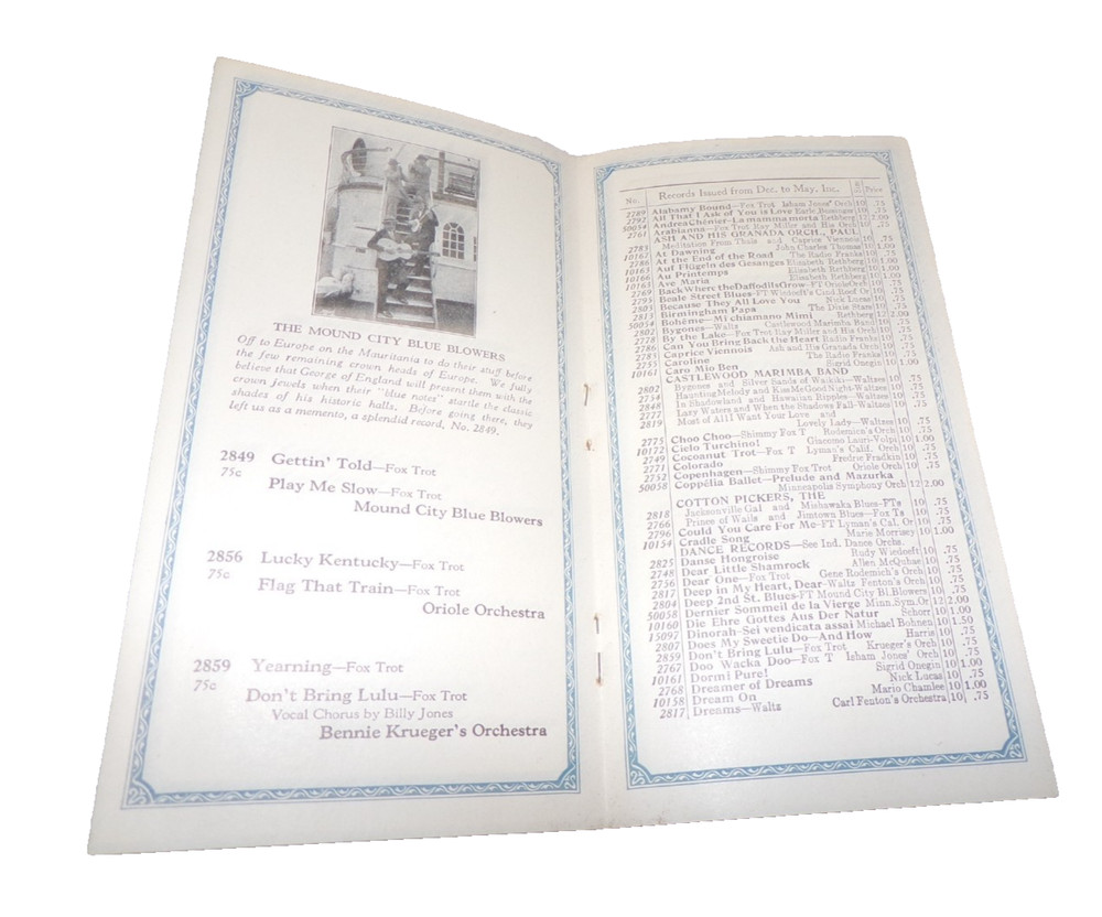BRUNSWICK DISC PHONOGRAPH NICE ORIGINAL RECORD PAMPHLET