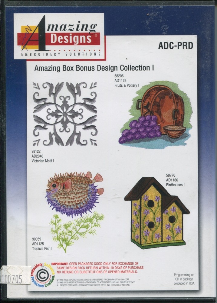 Amazing Designs Embroidery Solutions CD Collection Software Win 98/Millennium/XP