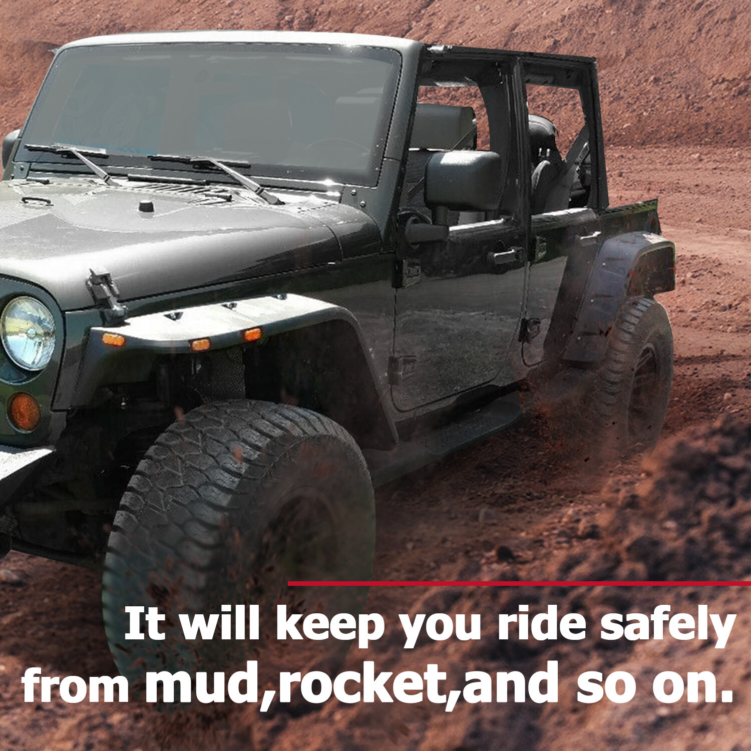 For 07-18 Jeep Wrangler JK Pocket Rivet Style Smooth Fender Flares w/LED 4PCS