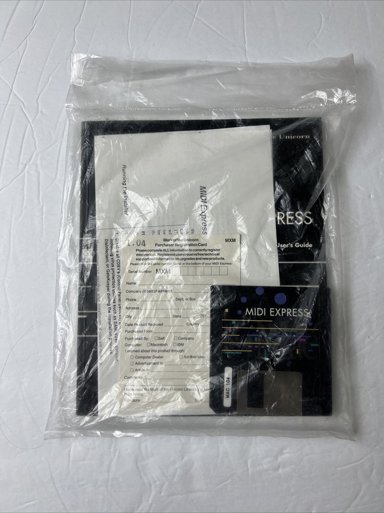 MIDI EXPRESS Software Installer MAC 1.04 with User’s Guide New Sealed